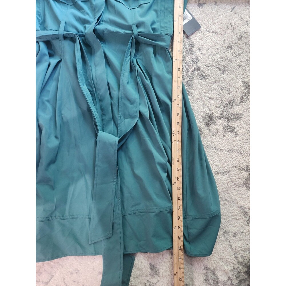 Andrew Marc Women’s Green Solid Sleeveless Button-Front Belted Shirt Dress Sz 12 - Picture 4 of 10